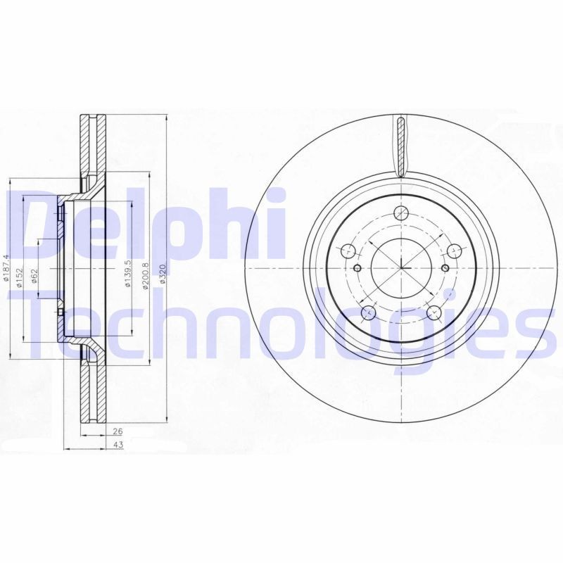 DELPHI BG4235: Спирачен диск Ø: 320mm, вентилиран, Ø: 320mm, омаслен