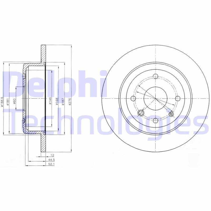 DELPHI BG4244: Piduriketas Ø: 276mm, täis, Ø: 276mm, õlitatud
