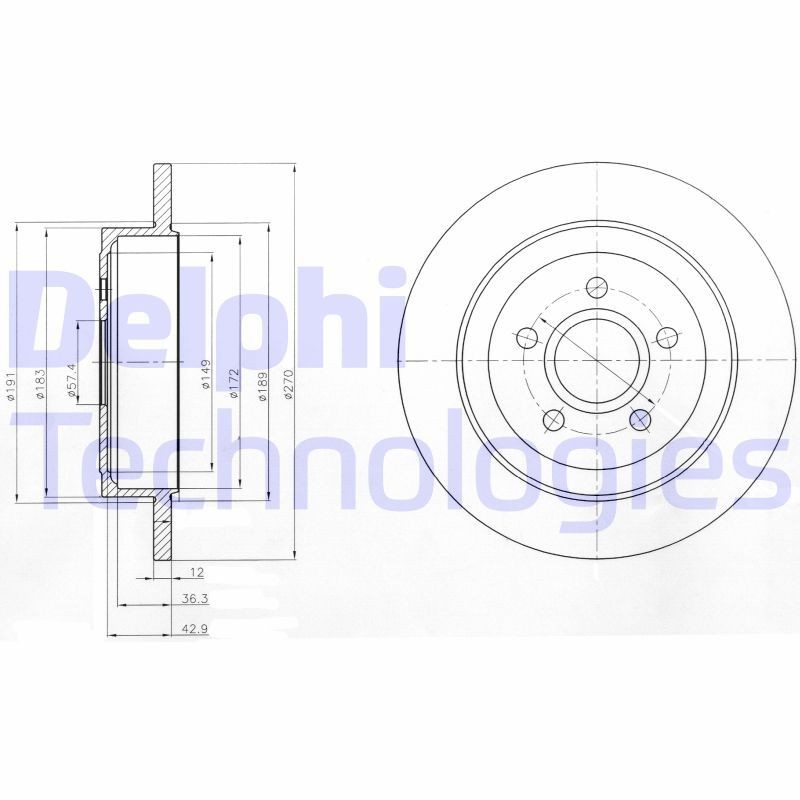 DELPHI BG4245: Piduriketas Ø: 270mm, täis, Ø: 270mm, õlitatud