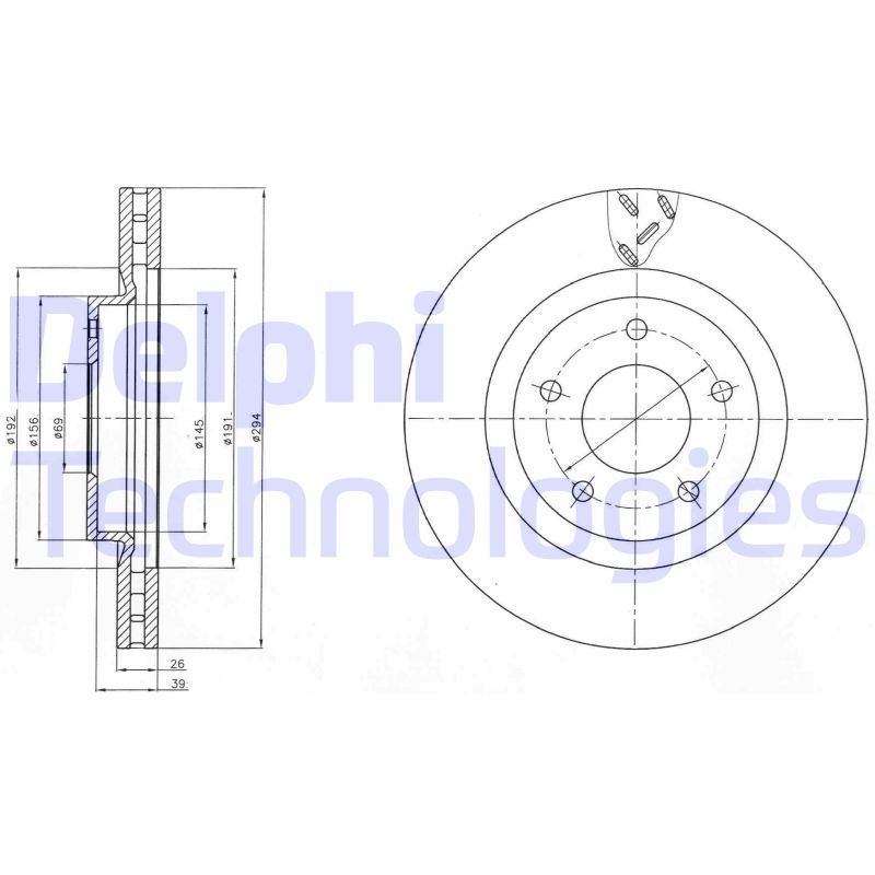 DELPHI BG4246: Piduriketas Ø: 294mm, õhutusega, Ø: 294mm, õlitatud