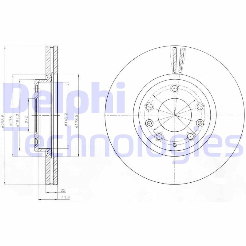 DELPHI BG4255: Piduriketas Ø: 299mm, õhutusega, Ø: 299mm