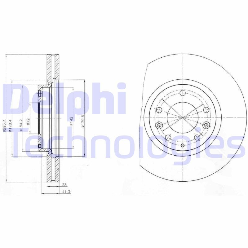DELPHI BG4256: Stabdžių diskas Ø: 296mm, ventiliuojama, Ø: 296mm, padengta alyva