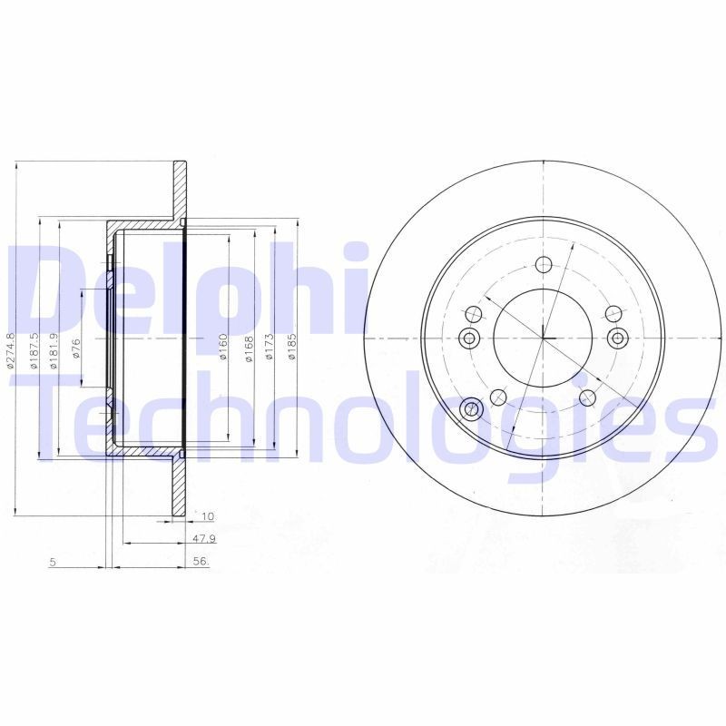 DELPHI BG4260: Piduriketas Ø: 275mm, täis, Ø: 275mm, õlitatud