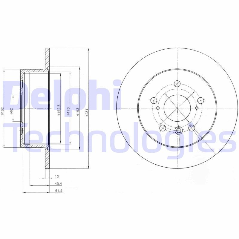 DELPHI BG4268: Stabdžių diskas Ø: 281mm, visiškai, Ø: 281mm, padengta alyva