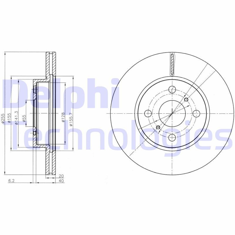 DELPHI BG4274: Disco freno Ø: 255mm, ventilato, Ø: 255mm, Oleato