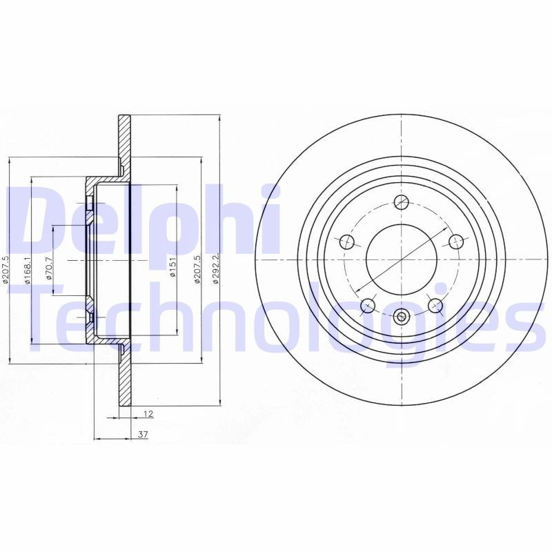 DELPHI BG4279: Piduriketas Ø: 292mm, täis, Ø: 292mm, õlitatud