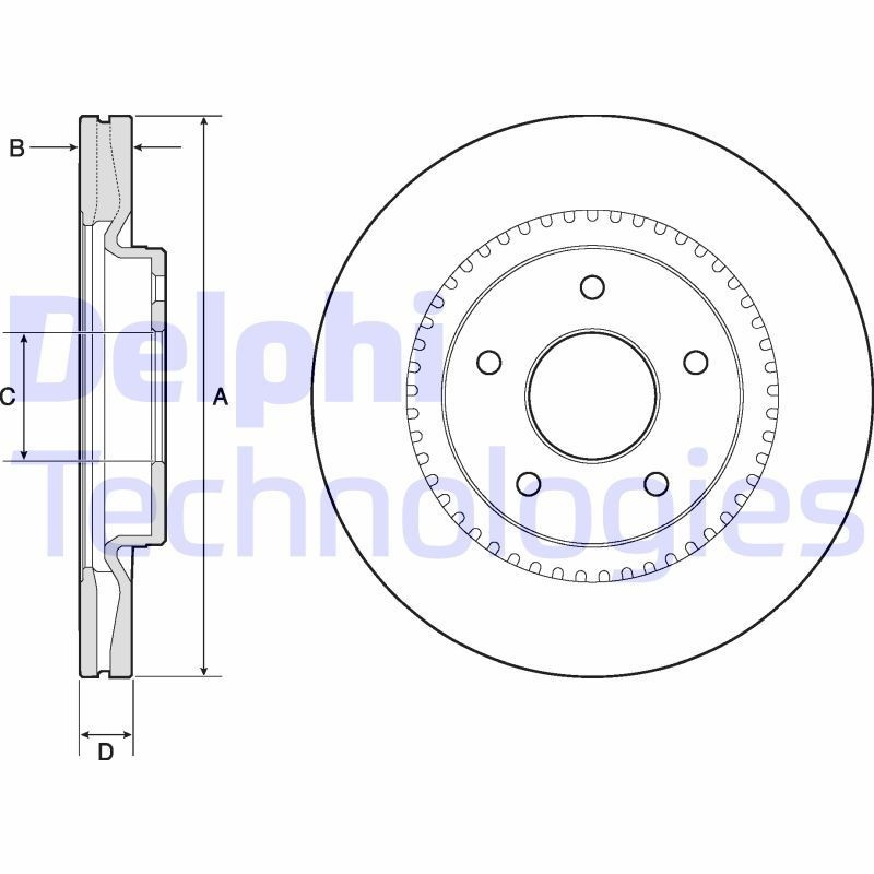 DELPHI BG4283: Piduriketas Ø: 296mm, õhutusega, Ø: 296mm, õlitatud