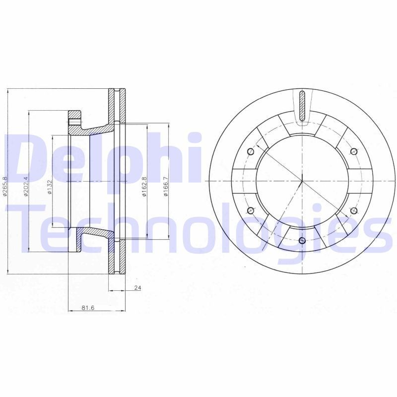 DELPHI BG4285: Disc de frână Ř: 266mm, ventilat, Ř: 266mm, uns
