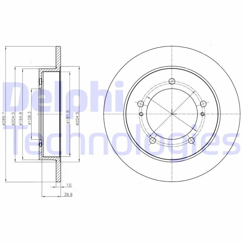 DELPHI BG4289: Piduriketas Ø: 290mm, täis, Ø: 290mm, õlitatud