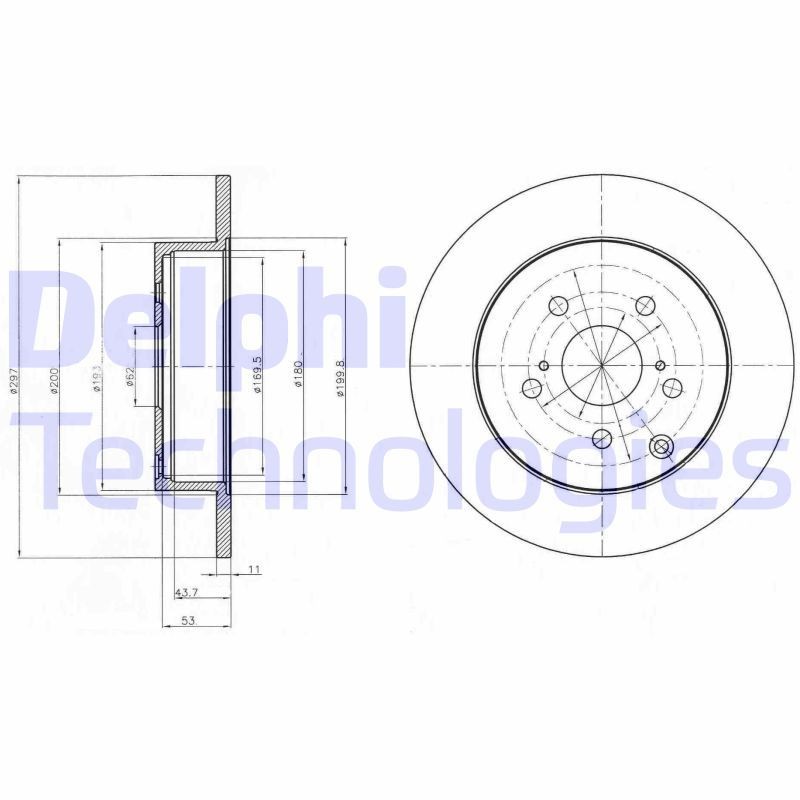 DELPHI BG4291: Bremžu diski Ø: 297mm, pilnīgi, Ø: 297mm, ieeļļots
