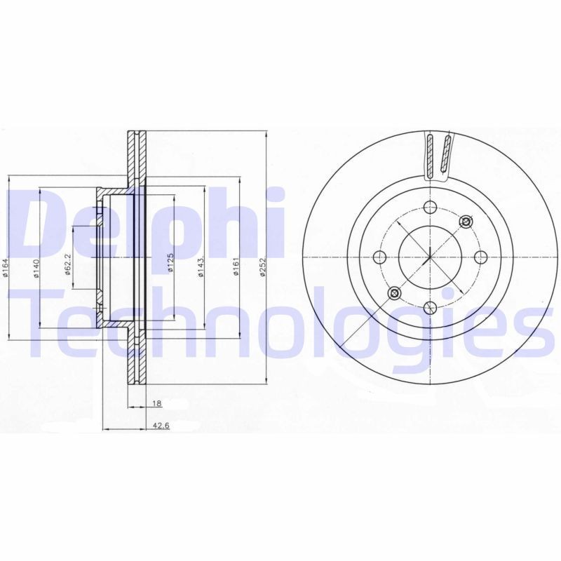 DELPHI BG4295: Piduriketas Ø: 252mm, õhutusega, Ø: 252mm, õlitatud
