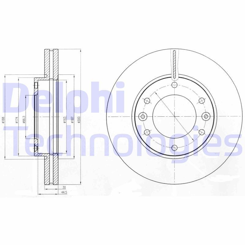DELPHI BG4296: Disco freno Ø: 300mm, ventilato, Ø: 300mm, Oleato