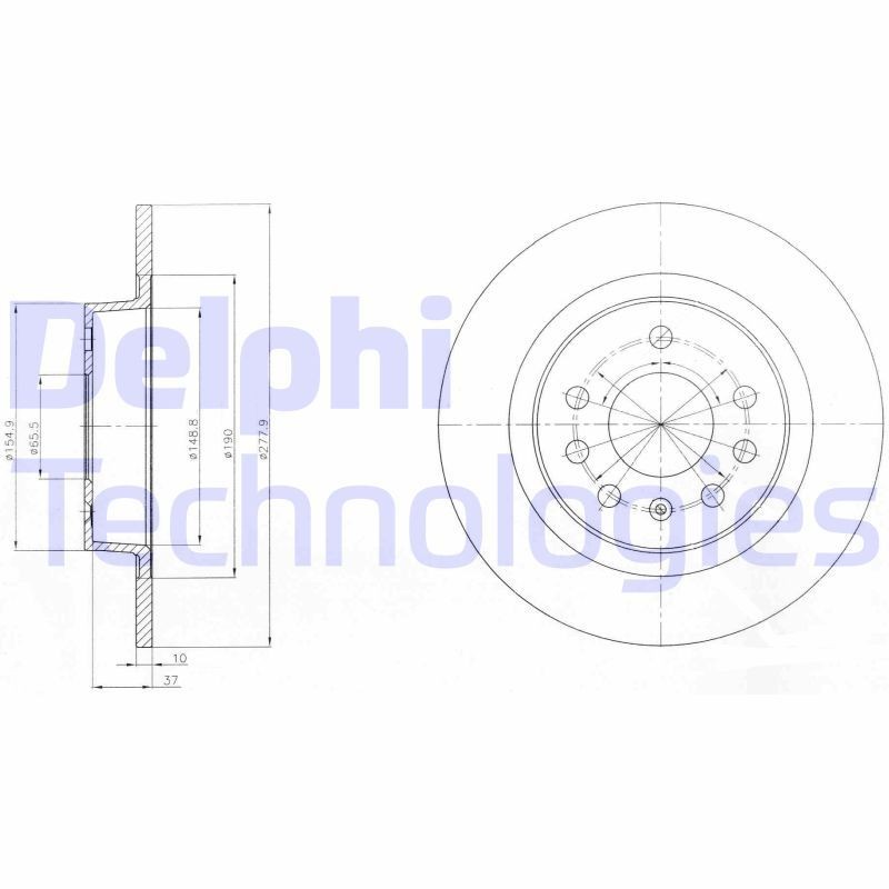 DELPHI BG4300: Piduriketas Ø: 278mm, täis, Ø: 278mm, õlitatud