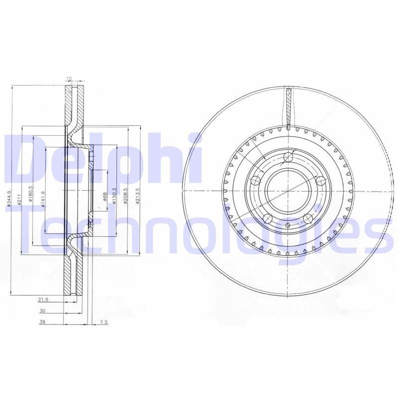 DELPHI BG9003: Piduriketas Ø: 345mm, õhutusega, Ø: 345mm, õlitatud