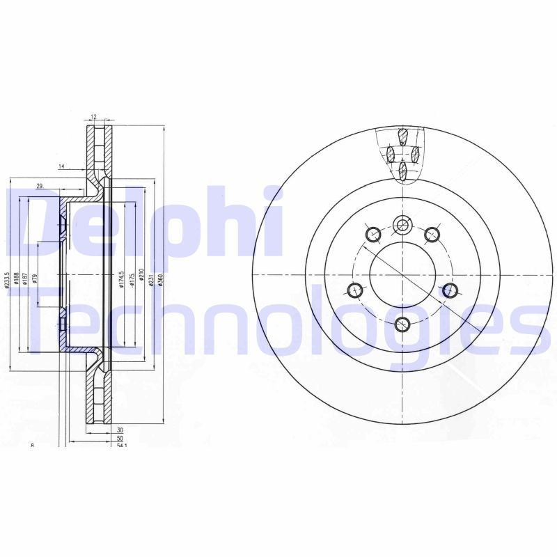 DELPHI BG9007: Piduriketas Ø: 360mm, õhutusega, Ø: 360mm, õlitatud