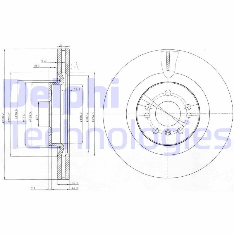 DELPHI BG9013: Piduriketas Ø: 350mm, õhutusega, Ø: 350mm, õlitatud