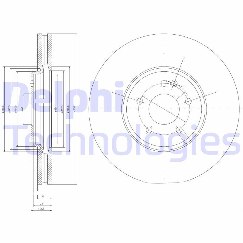 DELPHI BG9020: Piduriketas Ø: 330mm, õhutusega, Ø: 330mm, õlitatud