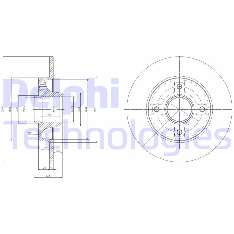 DELPHI BG9022RS: Piduriketas Ø: 249mm, täis, Ø: 249mm