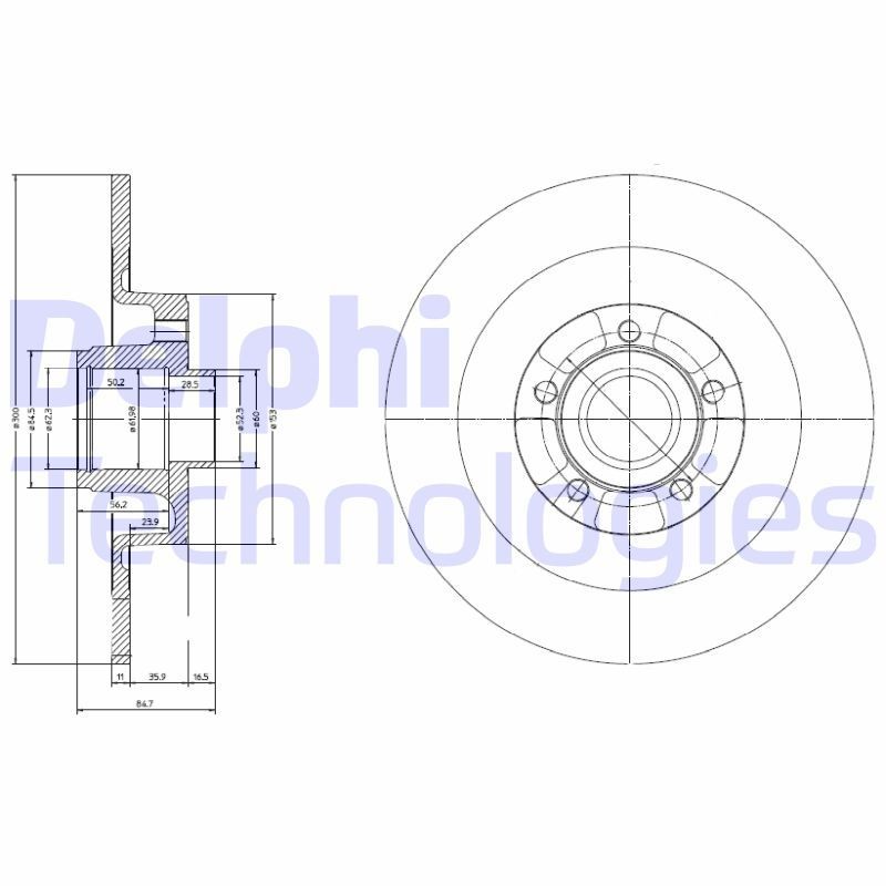 DELPHI BG9024RS: Stabdžių diskas Ø: 300mm, visiškai, Ø: 300mm, padengta alyva, su rato guoliu, su ABS jutiklio žiedu