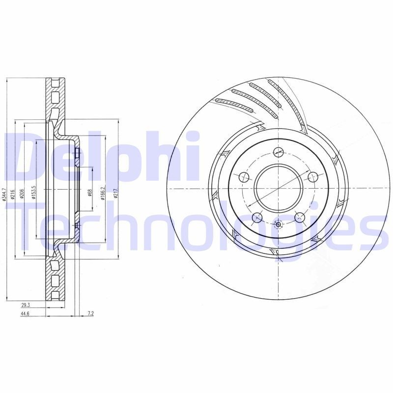 DELPHI BG9052: Piduriketas Ø: 345mm, õhutusega, Ø: 345mm, õlitatud