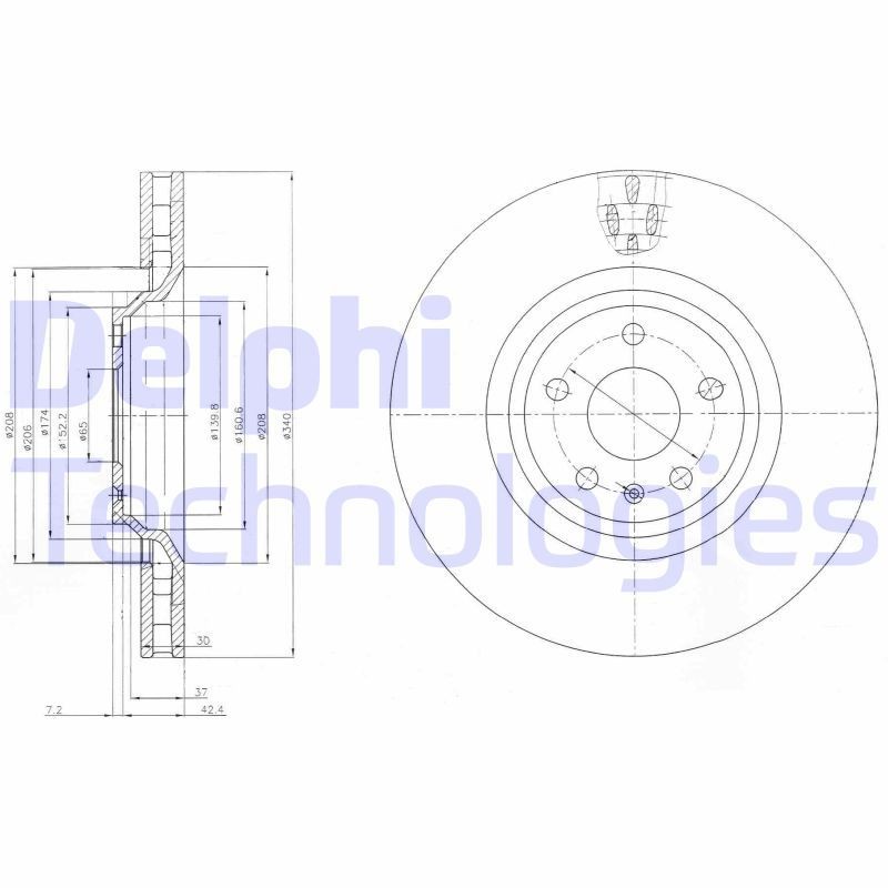 DELPHI BG9054: Piduriketas Ø: 340mm, õhutusega, Ø: 340mm, õlitatud