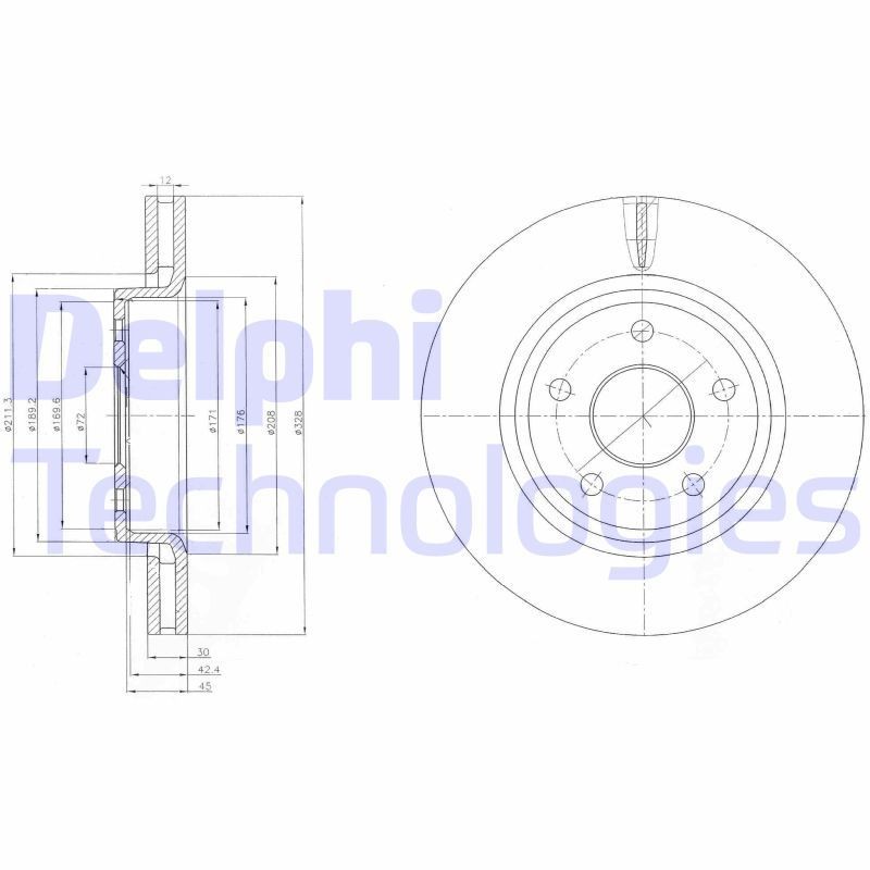 DELPHI BG9058: Stabdžių diskas Ø: 328mm, ventiliuojama, Ø: 328mm, padengta alyva