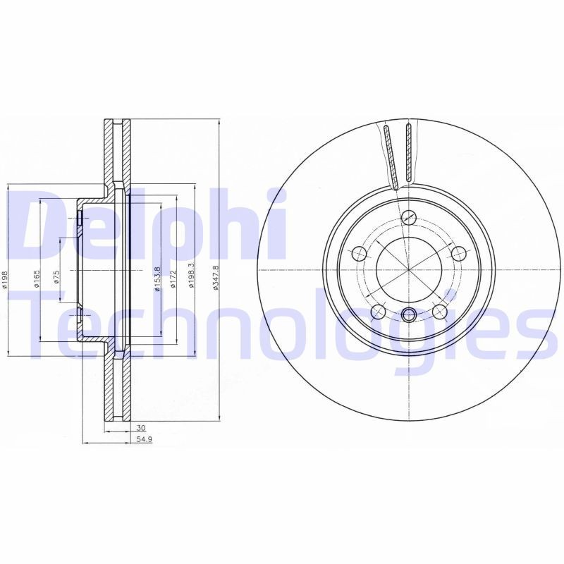 DELPHI BG9063: Piduriketas Ø: 348mm, õhutusega, Ø: 348mm