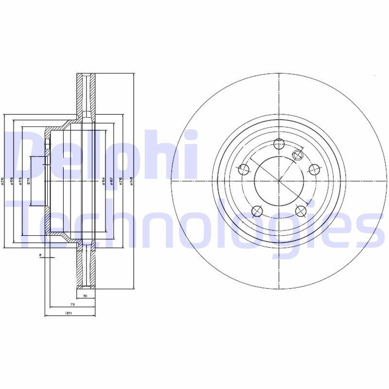 DELPHI BG9788: Piduriketas Ø: 348mm, õhutusega, Ø: 348mm, õlitatud