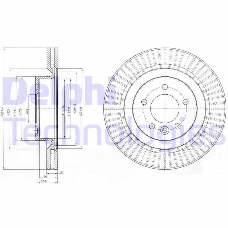 DELPHI BG9926: Piduriketas Ø: 337mm, õhutusega, Ø: 337mm, õlitatud