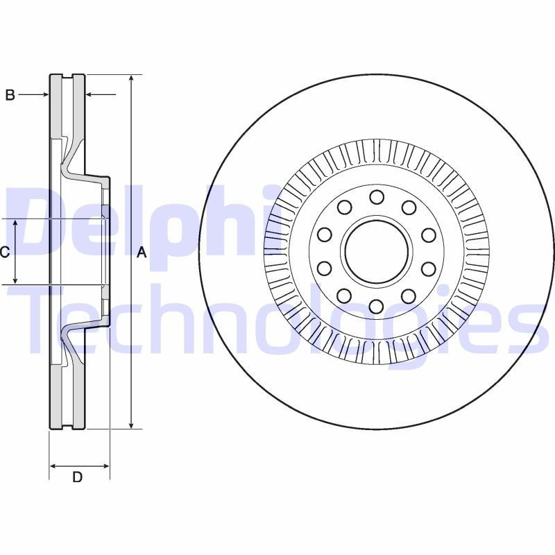 DELPHI BG9957: Piduriketas Ø: 360mm, õhutusega, Ø: 360mm, õlitatud