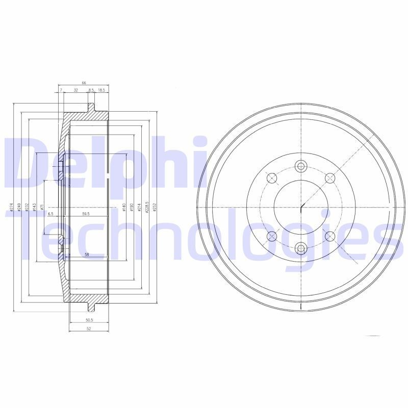 DELPHI BF169: Stabdžių būgnas 274mm
