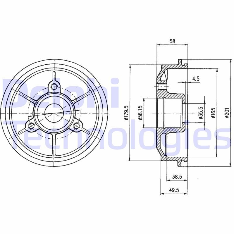 DELPHI BF267: Piduritrummel 201mm