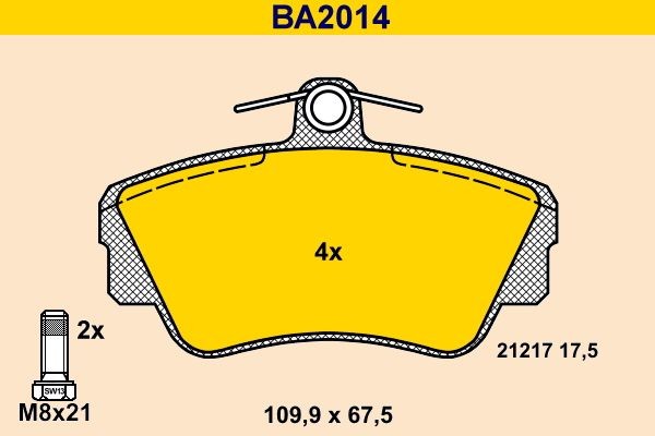 Barum BA2014: Piduriklotsid koos pidurisadula kruvidega