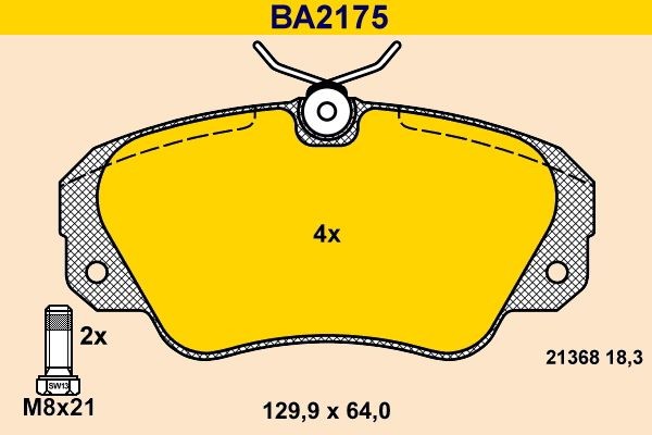 Barum BA2175: Piduriklotsid koos pidurisadula kruvidega