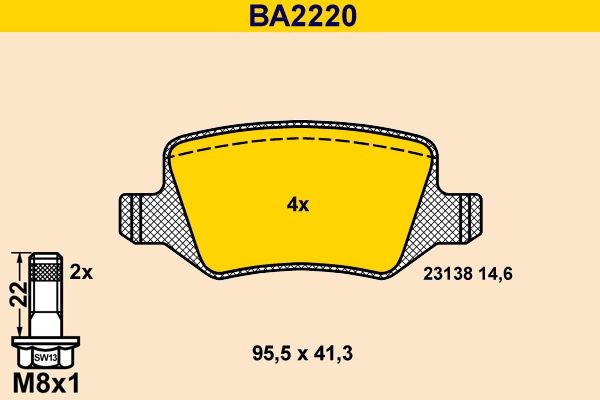 Barum BA2220: Piduriklotsid koos pidurisadula kruvidega