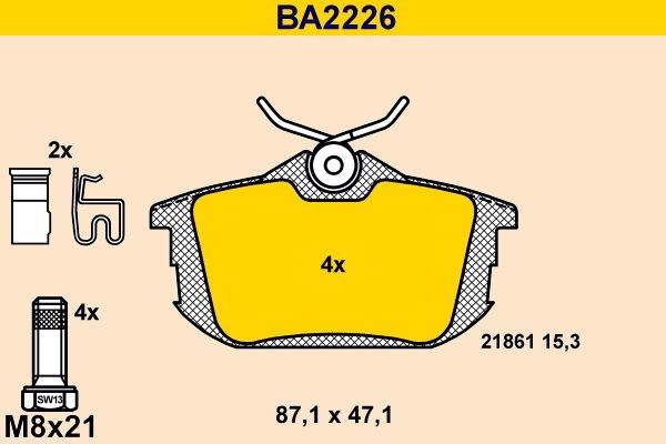 Barum BA2226: Plăcuțe de frână cu suruburi etrier