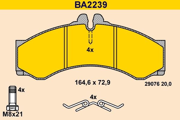 Barum BA2239: Piduriklotsid koos lisadega, koos pidurisadula kruvidega