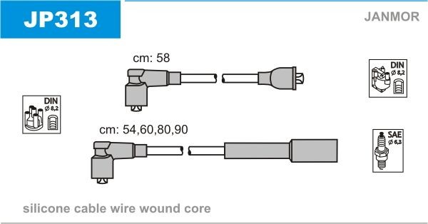 JANMOR JP313: Set cablaj aprinder Silicon, 540mm
