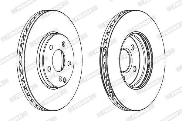 FERODO DDF1594: Disc de frână Ř: 338mm, ventilat, Ř: 338mm, uns, fara suruburi PREMIER