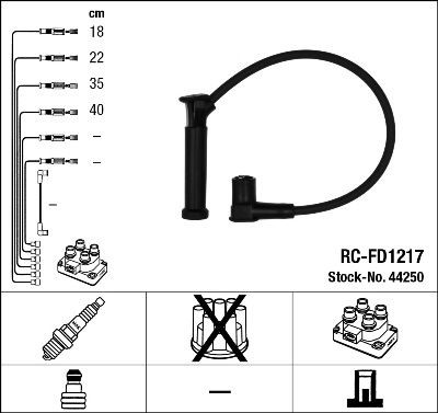 NGK 44250: Augstsprieguma vadu komplekts melns