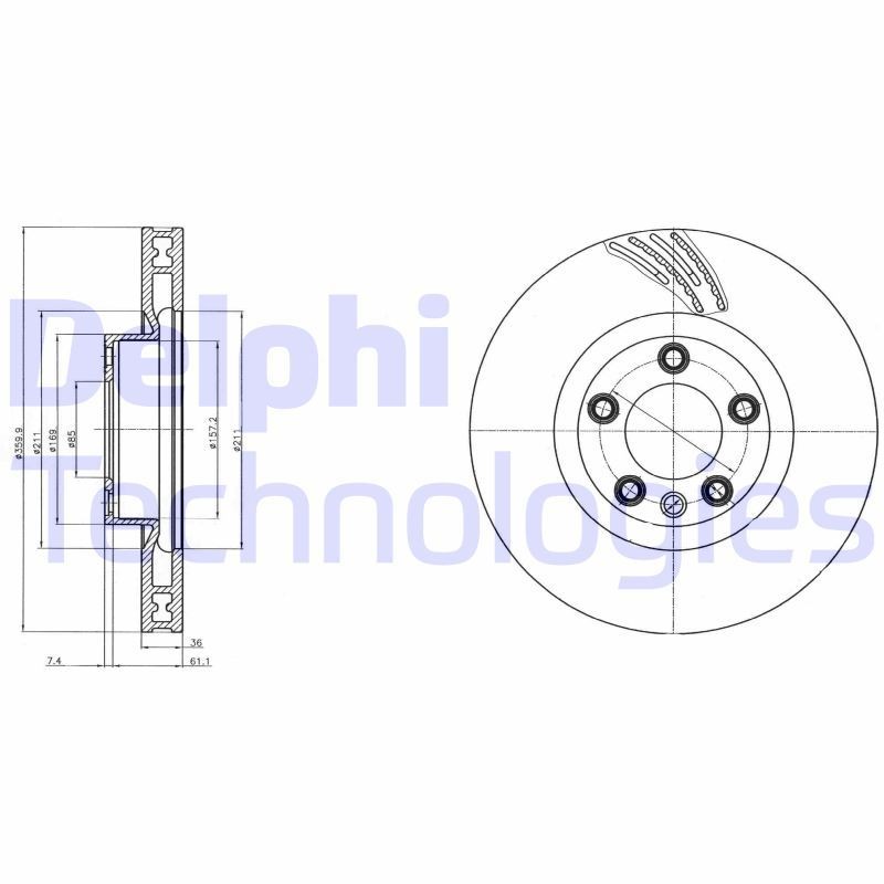 DELPHI BG9101: Piduriketas Ø: 360mm, õhutusega, Ø: 360mm