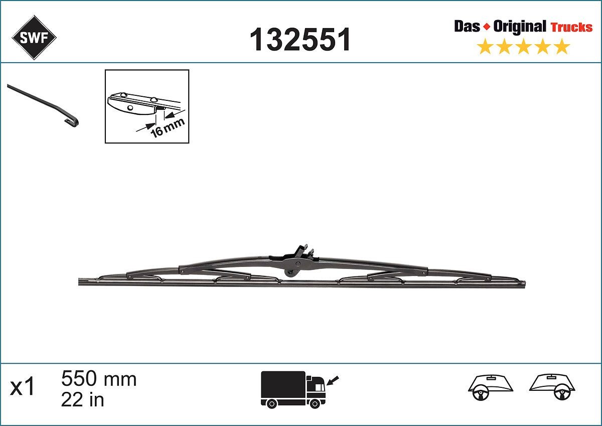 SWF 132551: Ruitenwisser 550mm Original
