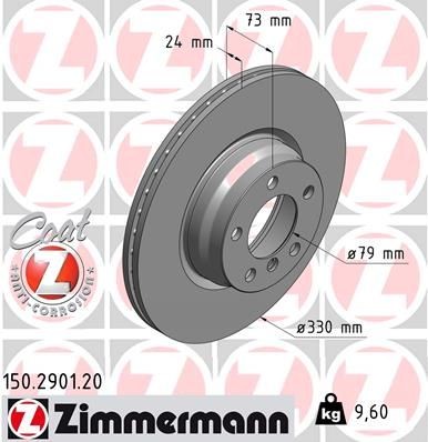 ZIMMERMANN 150.2901.20: Piduriketas Ø: 330mm, sisemine õhutus, Ø: 330mm, kaetud COAT Z