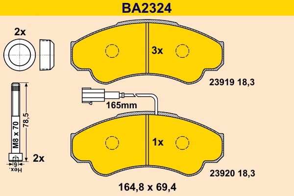 Barum BA2324: Piduriklotsid koos lisadega, koos pidurisadula kruvidega