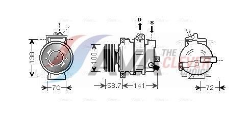AVA COOLING SYSTEMS AIAK279: Kondicionieriaus kompresorius ** CLEVER FIT ** su PAG kompresorine alyva, be diodo, be magnetinės sankabos