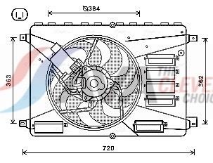 AVA COOLING SYSTEMS FD7556: Køleventilator 385mm, 385mm, med kontroldel, med kølerventilatorramme (karm), med modstand