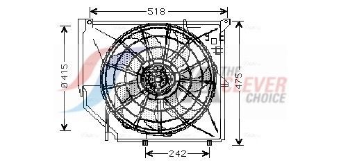 AVA COOLING SYSTEMS BW7502: Ventilator, radiator 418mm, 418mm, fara unitate de control, cu rama aerisire radiator, cu rezistenta