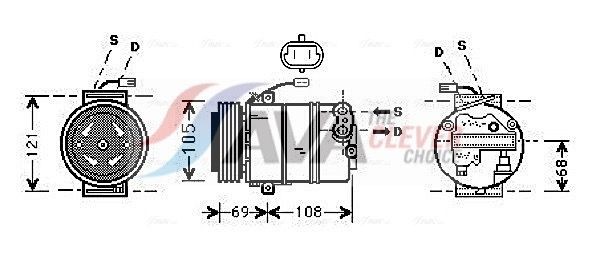 AVA COOLING SYSTEMS OLAK373: Kliimakompressor ** CLEVER FIT ** PAG-kompressoriõliga