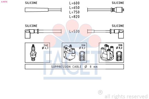 FACET 4.9078: Set cablaj aprinder Made in Italy - OE Equivalent