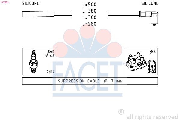FACET 4.7252: Süütesüsteemikomplekt Made in Italy - OE Equivalent